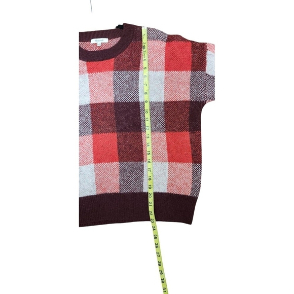 Madewell Fenimore Red Plaid Pullover Sweater Alpaca Wool Blend size medium - Picture 5 of 9